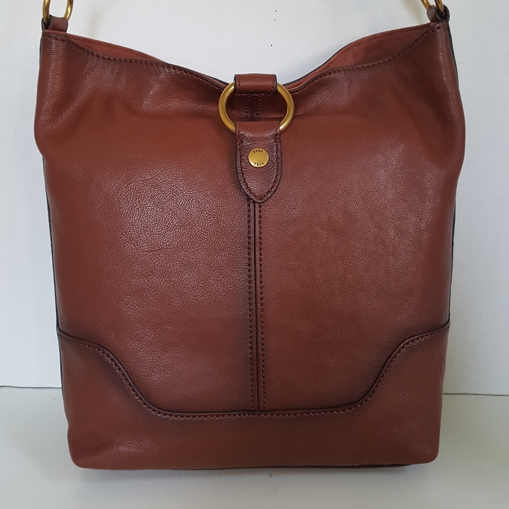 New Frye Leather Brown Ring Hobo Tote Shoulder Bag - Picture 2 of 8